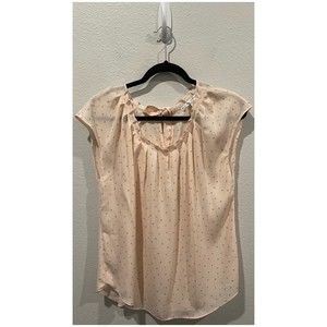 LC LAUREN CONRAD Pink Grey Polka Dots Sleeveless Blouse